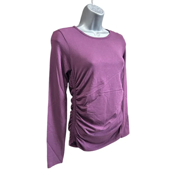 NWT Anatomie Milly Long Sleeve Ruched Top in Mulberry in small retails $178